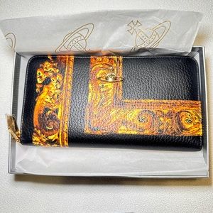 New, Authentic Vivienne Westwood Orb Long Vegan Leather wallet/oil painting